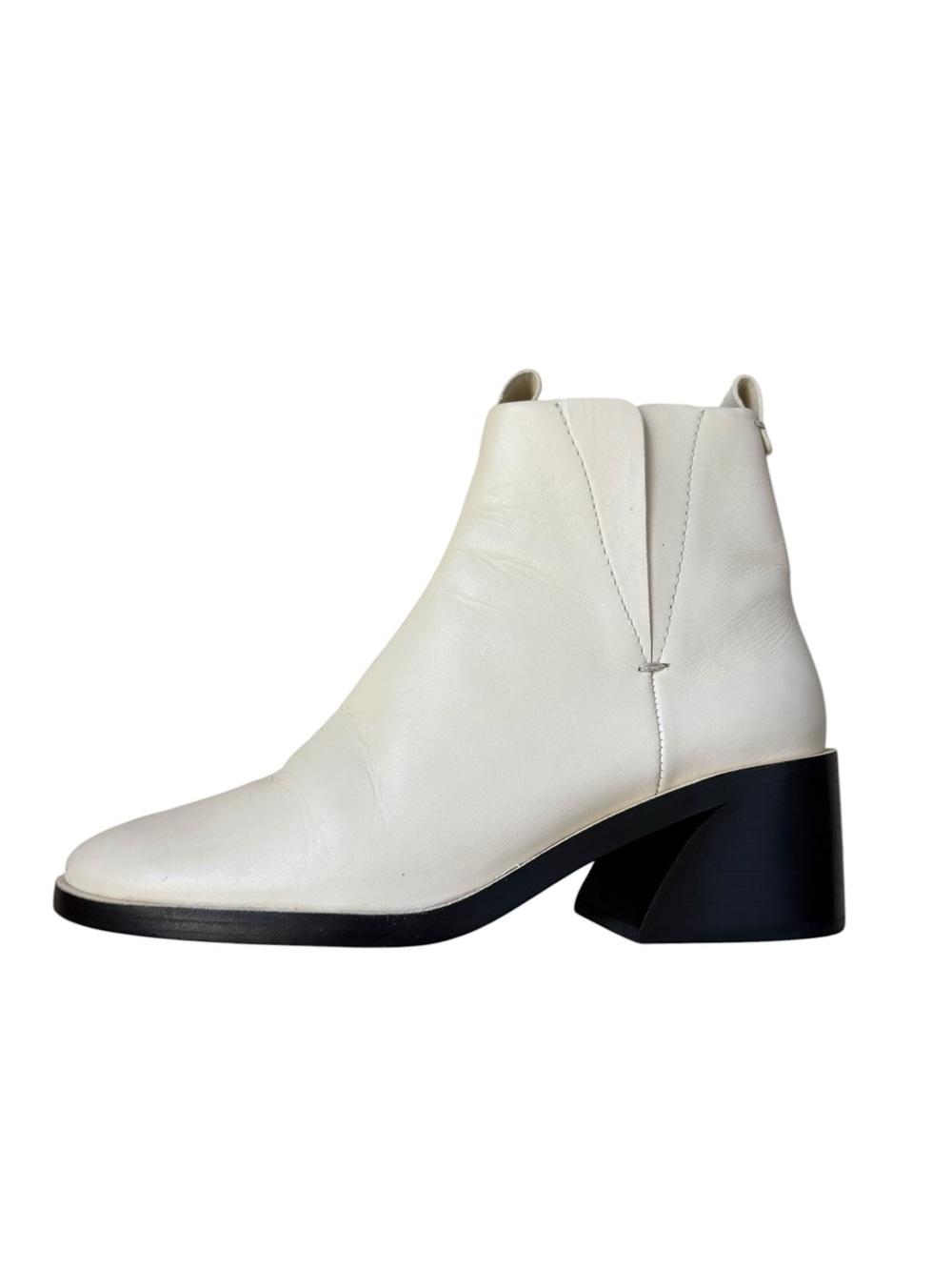 Mercedes Castillo Xandra Cream Leather Block Heel Ankle Booties Size 6.5